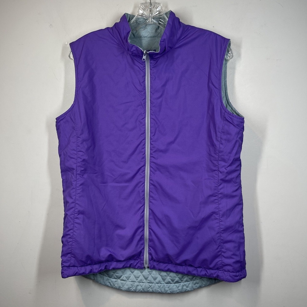 FootJoy Golf Insulated Reversible Full Zip Vest Womens Sz M Quilted Gray Purple